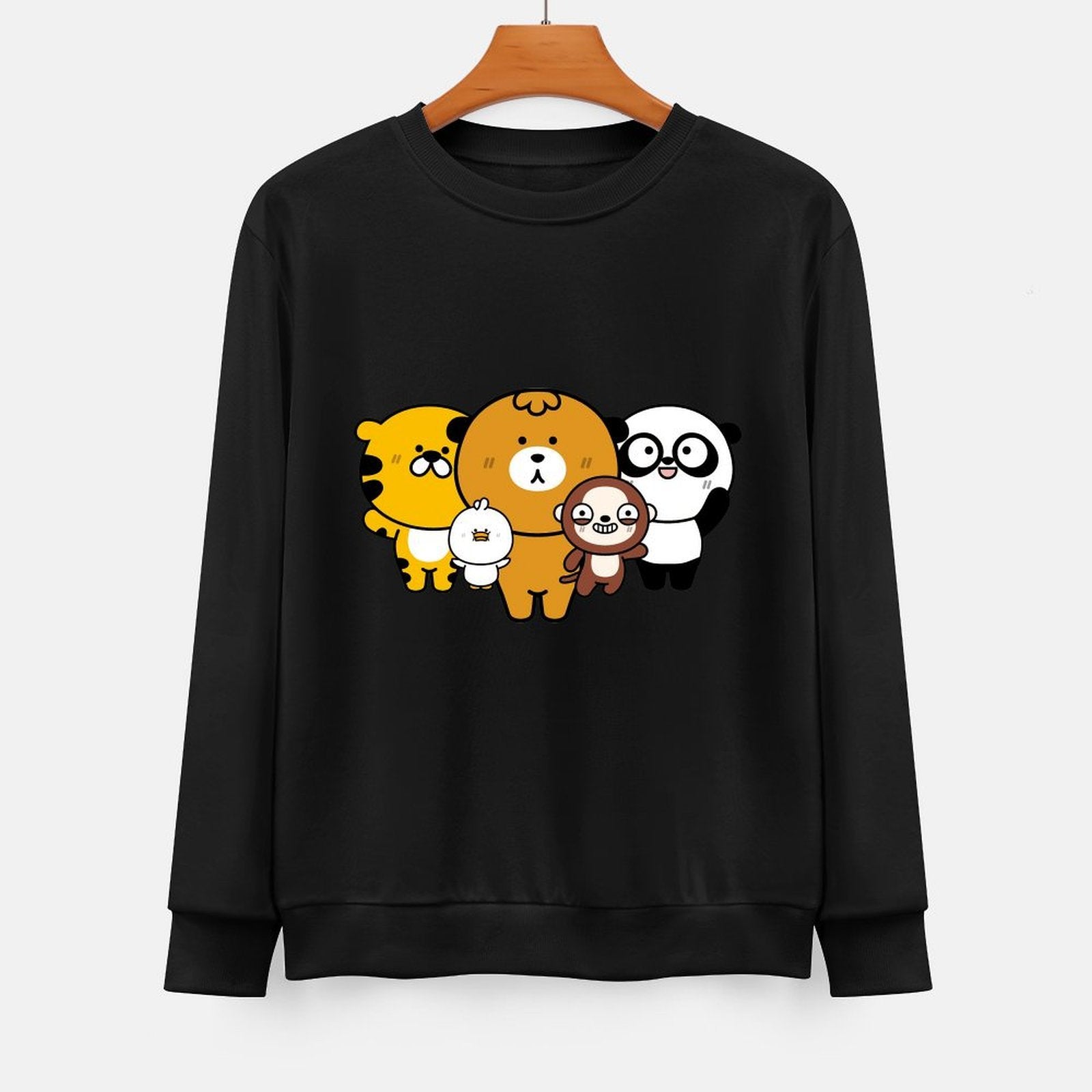 Front Patterned Long Sleeve TopMidweight Smooth Feel